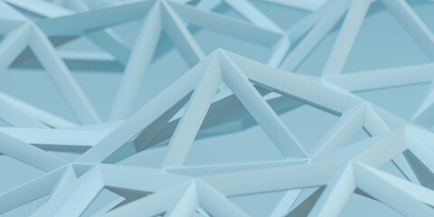 Poster - abstract blue wire mesh geometric shape metal 3d render illustration