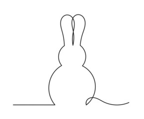 Canvas Print - Easter bunny shape continuous line drawing art.