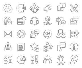 Wall Mural - Customer service and support line icons collection. Thin outline icons pack. Vector illustration eps10