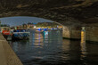 Under Historic Bridge in Paris at Night Boat Cruises on Seine River Architecture