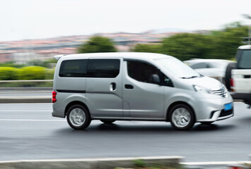 Van driving on the highway