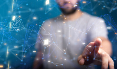 Concept of Network, internet communication. 3d illustration