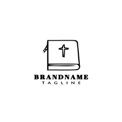 holy bible logo cartoon icon design template black isolated vector