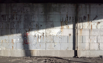 Wall Mural - Grungy concrete wall with damaged lpaint ayers