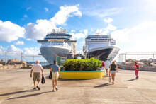 Cruise Passengers Return To Cruise Ships At St Kitts Port Zante Cruise Ship Terminal