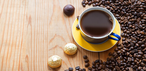 Wall Mural - Sweets on the background of coffee on the table