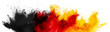 Leinwandbild Motiv colorful german flag black red gold yellow color holi paint powder explosion isolated white background. germany europe celebration soccer travel tourism concept