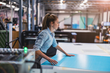 Wall Mural - Woman working in printing factory
