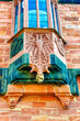 Double headed eagle bas relief as decoration on the balcony of public building in Frankfurt am Main, Germany.