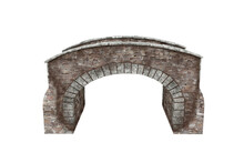 Old Grey Stone Bridge 3D Rendering Isolated On White Background.