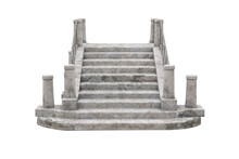 White Stone Steps Leading To A Venetian Canal Bridge. 3D Illustration Isolated On White Background.
