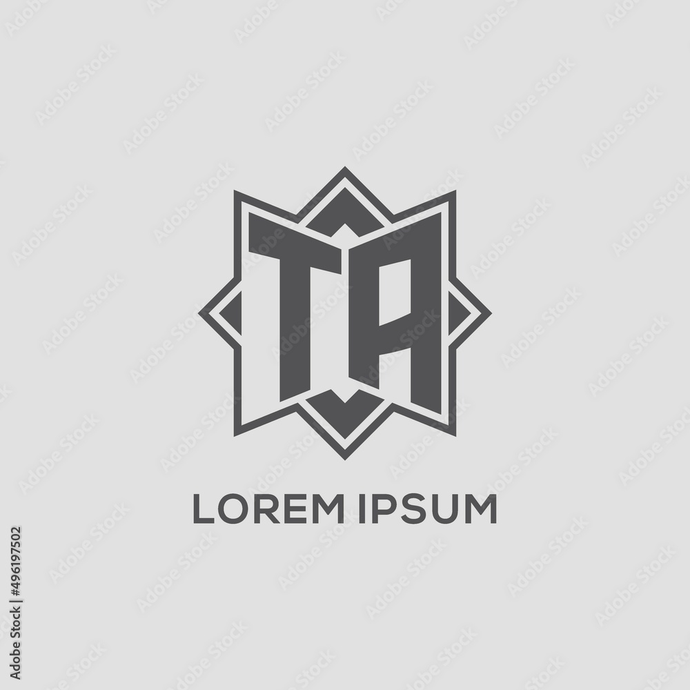 Monogram TA logo with eight point star style design Stock Vector ...