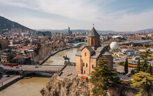 Aerial View Of Metekhi Church In Tbilisi