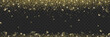 Golden glitter isolated on transparent background. Bokeh effect. Sparkling vector borders. Horizontal design elements for cards, invitations, posters and banners. 