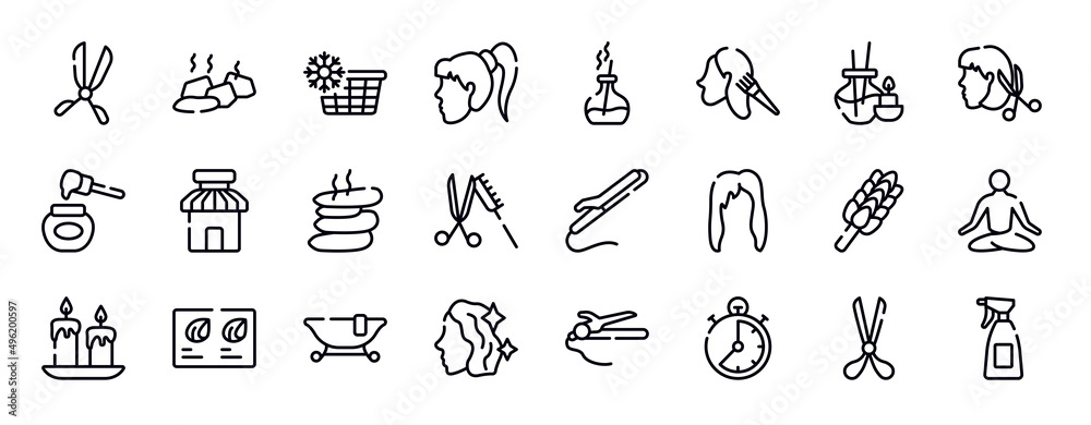 hair salon thin line icons collection. hair salon editable outline ...