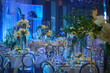 Table set for wedding or another catered event dinner. Shallow dof
