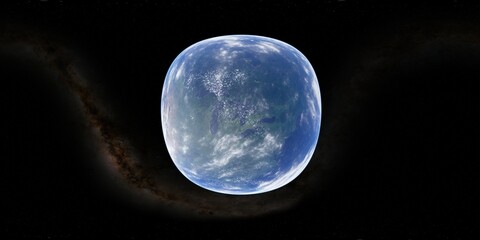 Wall Mural - 360 degree environment map of an orbital view of the earth in a height of 1000 km above the great la