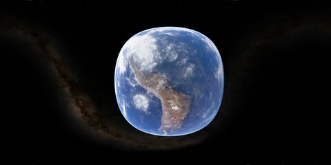 Wall Mural - 360 degree environment map of an orbital view of the earth in a height of 1000 km above lake titicac