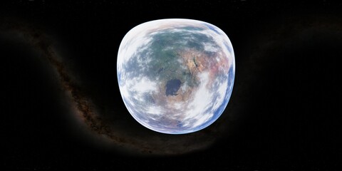 Wall Mural - 360 degree environment map of an orbital view of the earth in a height of 1000 km above lake victori