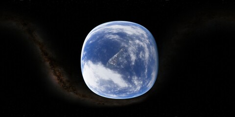 Wall Mural - 360 degree environment map of an orbital view of the earth in a height of 1000 km above new zealand.