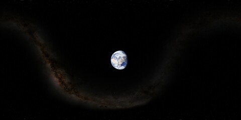 Wall Mural - 360 degree environment map of an orbital view of the earth in a height of 1000 km above the surface.