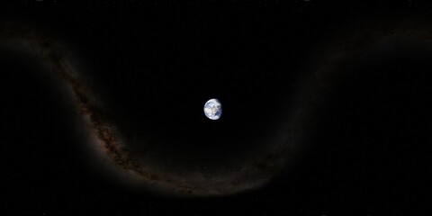 Wall Mural - 360 degree environment map of an orbital view of the earth in a height of 36000 km above the surface