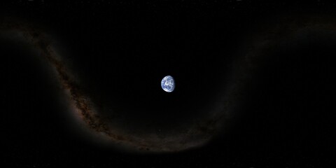 Wall Mural - 360 degree environment map of an orbital view of the earth in a height of 36000 km above the surface