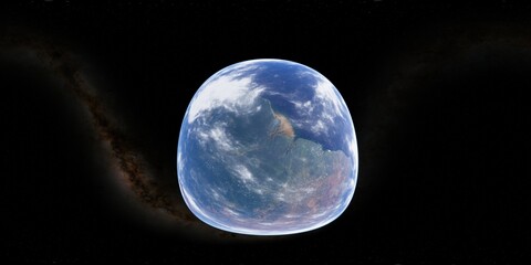 Wall Mural - 360 degree environment map of an orbital view of the earth in a height of 1000 km above the amazonas