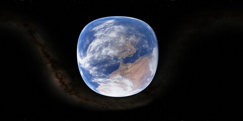 Wall Mural - 360 degree environment map of an orbital view of the earth in a height of 1000 km above gibraltar.