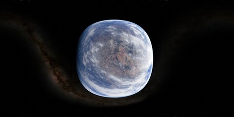 Wall Mural - 360 degree orbital view of the earth 1000km above the grand canyon with stars and milkyway in the ba