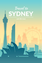 Sydney, Australia Famous City View Color Poster.