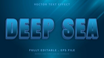 3d Gradient Dark Blue Deep Sea Fully Editable Text Effect Design