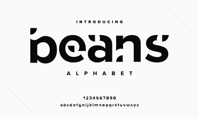 Leinwandbilder - Beans modern minimal urban alphabet. Simple typography for logo, fashion, wedding, music. Vector abstract illustration
