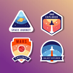 outer space exploration badges collection vector arwork