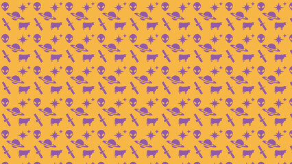 alien background, space, yellow with purple, geek wrapping paper