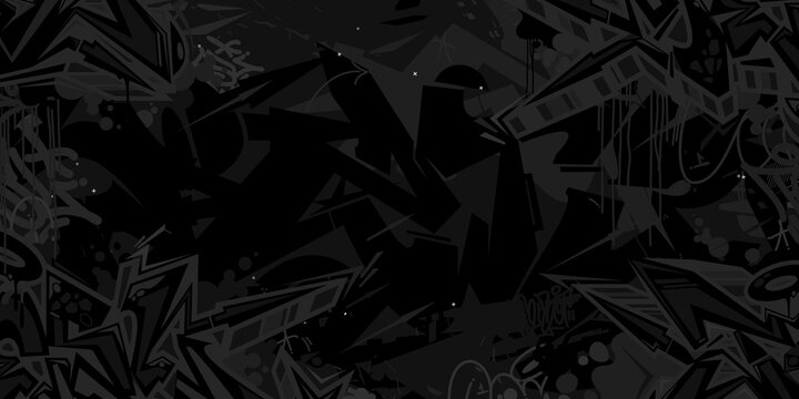 Dark Black Urban Abstract Graffiti Style Pattern Vector Illustration Background Template