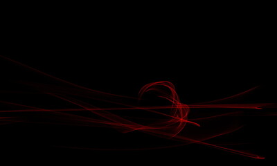 Poster - Elegance of neon red fractal waves isolated on black background