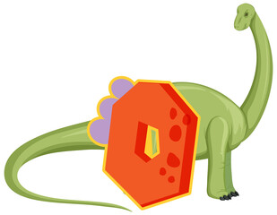 Wall Mural -  A dinosaur with number zero cartoon