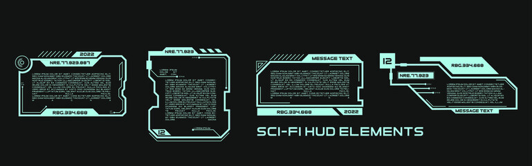 Digital callouts titles. Set of templates, modern banners of lower third for presentation. HUD, UI, GUI futuristic frame user interface screen elements set. Set with call outs communication.