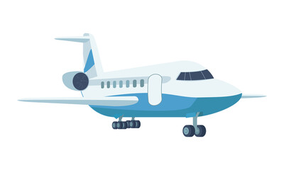 Fototapete - Airpline semi flat color vector object. Full sized item on white. Commercial airline. Civil aviation. International flight simple cartoon style illustration for web graphic design and animation