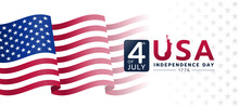 Celebrating 4 th of july USA independence day - Ribbon waving american national flag make heart shape and firework on dark blue background vector design