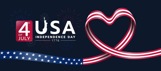 Celebrating 4 th of july USA independence day - waving american national flag and soft white start texture background vector design