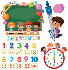 Sticker - Counting number 0 to 9 and math symbols