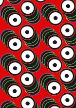 Pattern With Circles Red Background And  Blue And Red Blacks