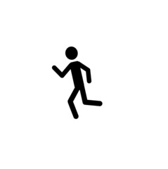 Sticker - stick man silhouette running, isolated on white background, emergency exit, sports, healthy lifestyle, pictogram