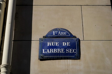 Wall Mural - Rue de l'Arbre Sec. Plaque de nom de rue. Paris.