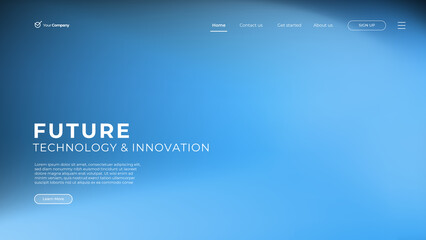 Blue creative horizontal website screen part for responsive web design project development. 3D colorful balls geometric banner layout mock up. Corporate landing page block vector template.