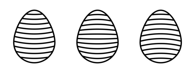 Wall Mural - Easter Egg Illustration Set with Different Line Patterns. Vector Easter Egg Illustrations Isolated