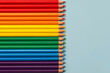 Top view of LGTBI flag made with colored pencils with copy space