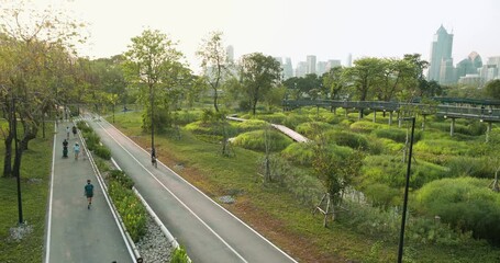 Wall Mural - The Benchakitti Park, public green park after a recent extension with extra greenery, water features and walkways built.